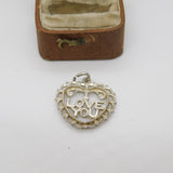 Sterling Silver I Love You Heart Charm Pendant Vintage c1970