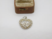 Sterling Silver I Love You Heart Charm Pendant Vintage c1970
