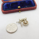 Sterling Silver Spinning Wheel Sewing Charm Pendant Vintage c1970
