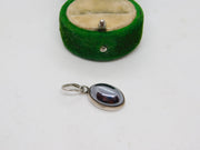 Sterling Silver Cabochon Haematite Charm Pendant Vintage c1970