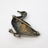 Victorian Sterling Silver Figural Duck Brooch Pin Antique c1880