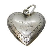 Sterling Silver Heart Form 'Rita' Sweetheart Pendant Antique 1947 Art Deco
