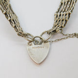Sterling Silver Heart Padlock Clasp 6 Bar Gate Bracelet Vintage 1977 London
