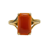 9ct Yellow Gold & Carnelian Agate Set Dress Ring Antique c1930s Art Deco