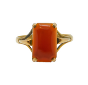 9ct Yellow Gold & Carnelian Agate Set Dress Ring Antique c1930s Art Deco