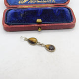 Sterling Silver Cabochon Tiger's Eye Charm Pendant Vintage c1970