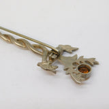 Scottish Sterling Silver Citrine & Stag Pattern Dirk Brooch Antique c1920 Deco