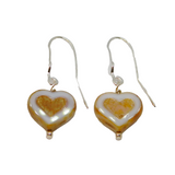 Pair of Sterling Silver Czech Glass Hearts Hook Drop Earrings Contemporary c2015