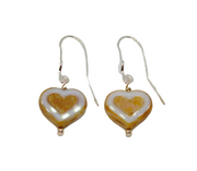 Pair of Sterling Silver Czech Glass Hearts Hook Drop Earrings Contemporary c2015