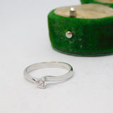 Sterling Silver CZ Solitaire Ring Vintage c1970 Size M 1/2