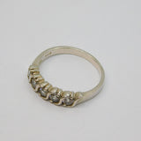 Sterling Silver 5 Stone CZ Half Eternity Band Ring Vintage c1970 Size N