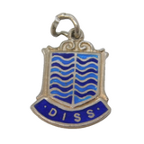 Sterling Silver Enamel Diss Shield Charm Pendant Vintage c1970
