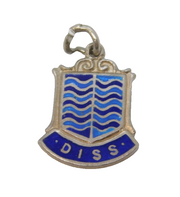 Sterling Silver Enamel Diss Shield Charm Pendant Vintage c1970