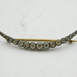 19th Century Sterling Silver Graduating Paste Set Crescent Moon Brooch Antique
