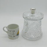 Art Deco Sterling Silver Topped Cut Crystal Biscuit Barrel Antique 1937 London