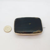 Sterling Silver Banded Black Agate Large Brooch Art Deco Antique c1930