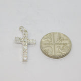 Sterling Silver Multi-Stone Diamond Cross Charm Pendant Vintage c1970