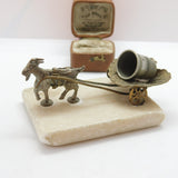 Victorian Gilt Metal & Marble Goat Cart Novelty Thimble Holder c1890 Antique
