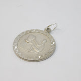 Sterling Silver Aquarius Water Bearer Round Disc Charm Pendant Vintage c1970