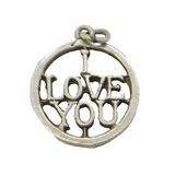Sterling Silver I Love You Charm Pendant Vintage c1970s