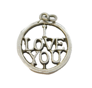 Sterling Silver I Love You Charm Pendant Vintage c1970s