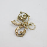 Sterling Silver Wedding Slipper, Horseshoe & Bells Charm Pendant Vintage c1970