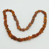 Long Rough Cut Baltic Amber Strung Necklace Vintage c1960 100cm Length