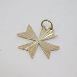 Sterling Silver Stripy Textured Maltese Cross Charm Pendant Vintage c1970s