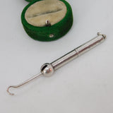 Victorian Sterling Silver Propelling Button Hook Fob Pendant Antique 1883