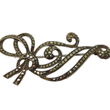 20th Century 800 Silver Marcasite Set Floral Spray Brooch Antique c1920