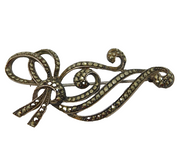 20th Century 800 Silver Marcasite Set Floral Spray Brooch Antique c1920