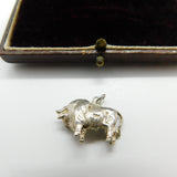 Sterling Silver Little Farmyard Oxen Charm Pendant Vintage c1970