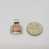 Sterling Silver Opal Set Modernist Charm Pendant Vintage c1970
