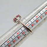 Sterling Silver 6 Ruby & Opal Cluster Dress Ring Vintage c1970 Size O