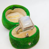 Sterling Silver & Moonstone Set Signet Ring Vintage c1970