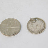 Sterling Silver WW1 Threepence Coin Charm Pendant Antique 1916