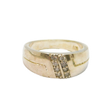 Sterling Silver Spinel Set Stripe Pattern Dress Band Ring Vintage c1970 Size P