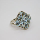 Sterling Silver 9 Oval Blue Topaz Modernist Dress Ring Vintage c1970 Size O