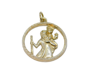 Sterling Silver Cut Out St Christopher Travel Charm Pendant Modern c1990s
