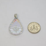 Sterling Silver AB Coated Glass Thistle Engraved Charm Pendant Vintage c1970