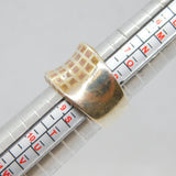 Sterling Silver Natural Pink Shell Grid Pattern Band Ring Vintage c1990 Size R