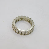 Sterling Silver White Topaz Wide Eternity Band Ring Vintage c1970 Size N 1/2
