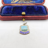 Sterling Silver and Enamel Fowey Travel Shield Charm Pendant Vintage c1970