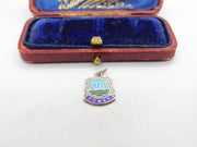Sterling Silver and Enamel Fowey Travel Shield Charm Pendant Vintage c1970