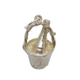 Sterling Silver Wine/Champagne In Ice Bucket Charm Pendant Vintage c1970