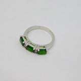 Sterling Silver Synthetic Emerald & White Sapphire Ring Vintage c1970 Size L 1/2