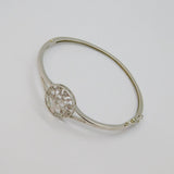 Sterling Silver CZ Set Tree Of Life Hinged Bangle Bracelet Contemporary c2000