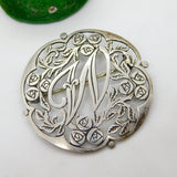 Gebr Niekerk Dutch .935 Silver 'W' Initial Floral Brooch Vintage c1970