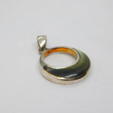 Sterling Silver Natural Shell Open Circle Pendant Contemporary c1990s