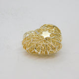 Sterling Silver Wirework Puff Heart With Star Pendant Vintage c1990